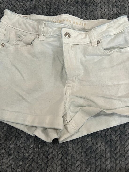 Pants - American Eagle White Jean Shorts Womens 8 Stretch Denim Festival Summer